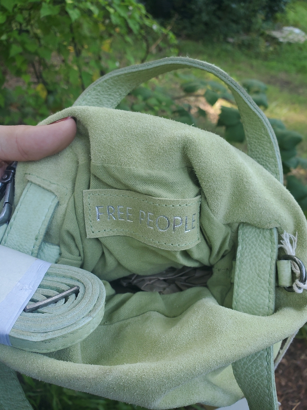 Mini Suede Suki Tote In Matcha - Picture 3 of 8